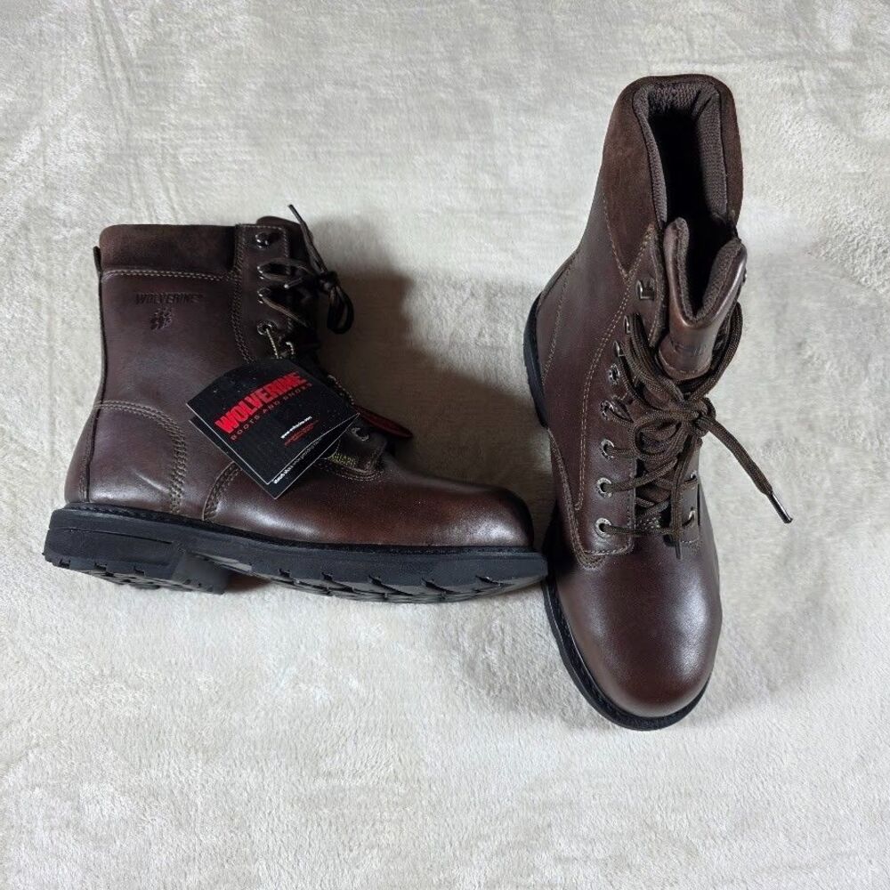 Wolverine Cannonsburg 8" Brown Mens 9.5M 04452 Steel Toe Metguard Slip Resist EH